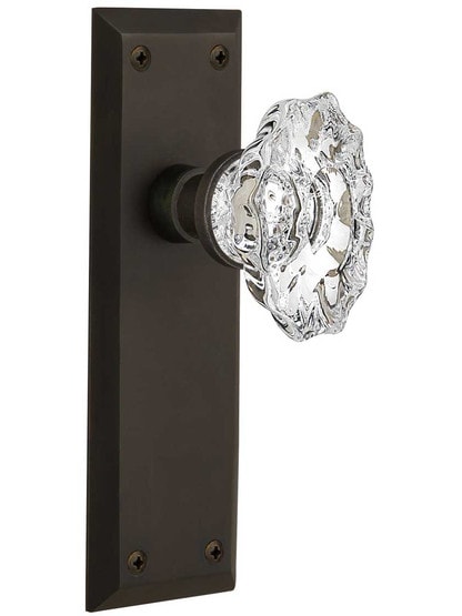 New York Door Set with Chateau Crystal Glass Knobs in Oil-Rubbed Bronze.